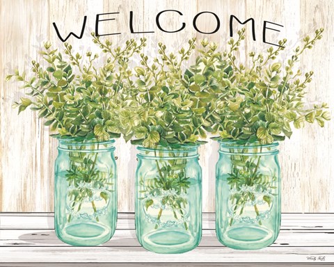 Framed Welcome Glass Jars Print