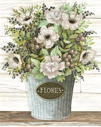 Framed Flores Galvanized Bucket Print