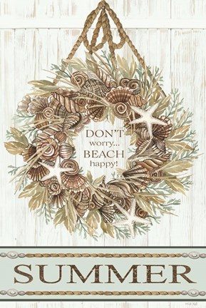 Framed Summer Beach Wreath Print