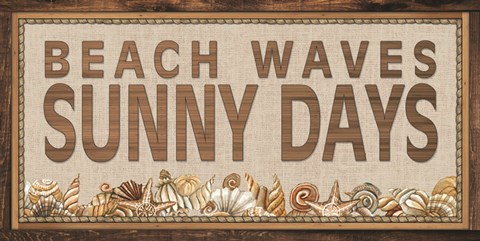 Framed Beach Waves Sunny Days Print