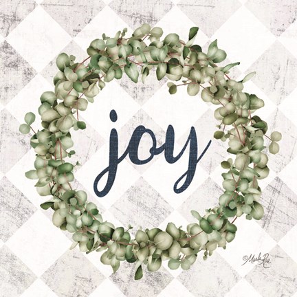 Framed Joy Eucalyptus Wreath Print