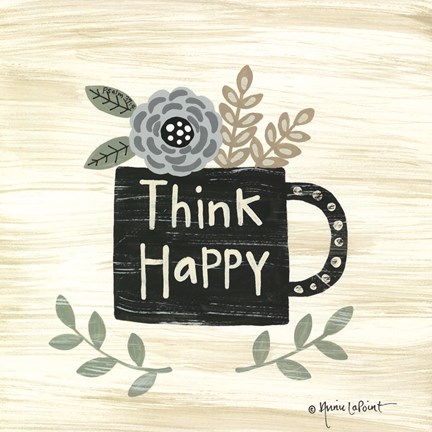 Framed Think Happy Print