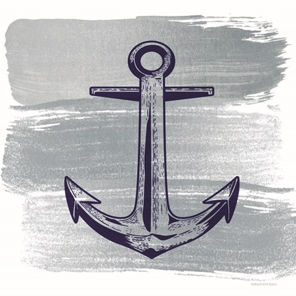 Framed Brushed Midnight Blue Anchor Print