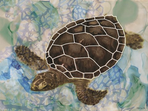 Framed Sea Turtle Collage 2 Print