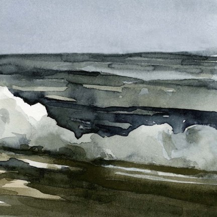 Framed Loose Watercolor Waves III Print