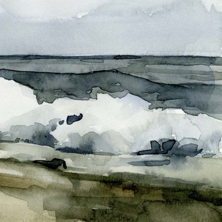 Framed Loose Watercolor Waves VI Print