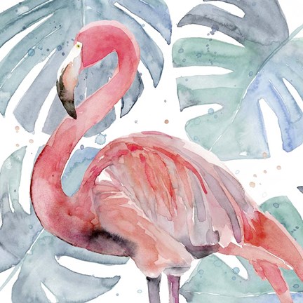 Framed Flamingo Splash II Print