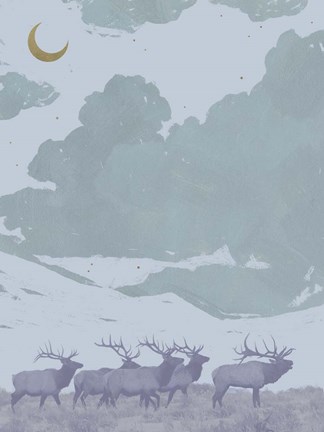 Framed Pop Art Elk I Print