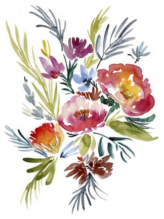 Framed Jeweled Bouquet II Print