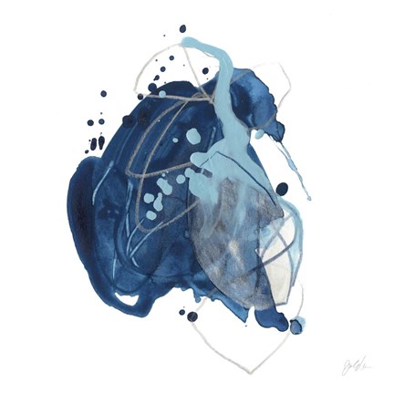Framed Blue Ink Blot I Print