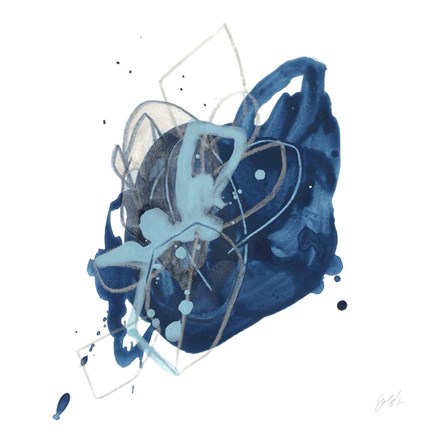 Framed Blue Ink Blot II Print