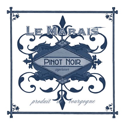 Framed Indigo Wine Labels II Print