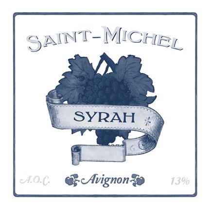 Framed Indigo Wine Labels VI Print