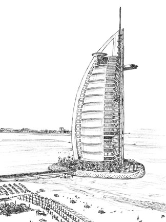 Framed Dubai in Black &amp; White I Print