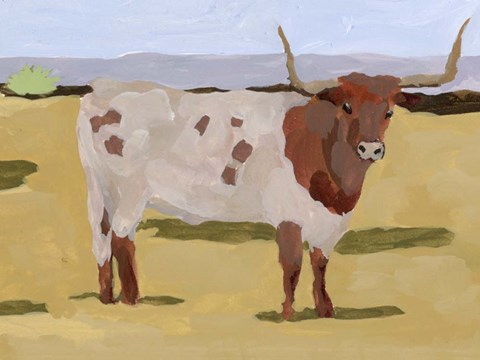 Framed Longhorn Cattle II Print