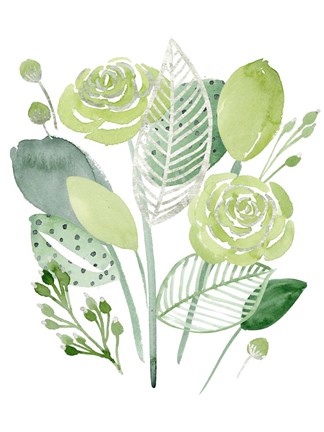 Framed Green Portrait I Print