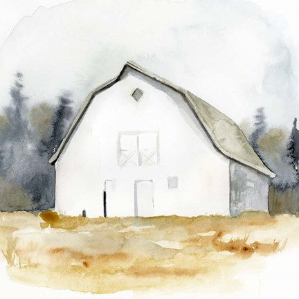 Framed White Barn Watercolor III Print