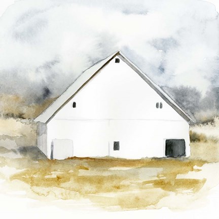 Framed White Barn Watercolor IV Print