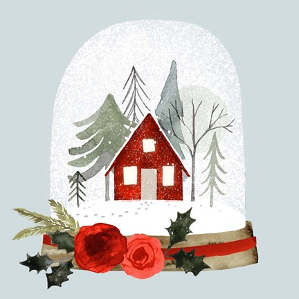 Framed Snow Globe Village I Print