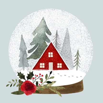 Framed Snow Globe Village II Print