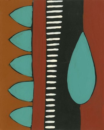 Framed Rust &amp; Teal Patterns I Print