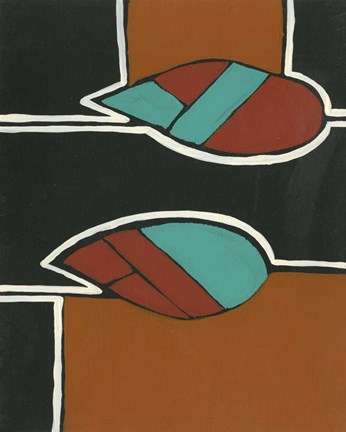 Framed Rust &amp; Teal Patterns VI Print