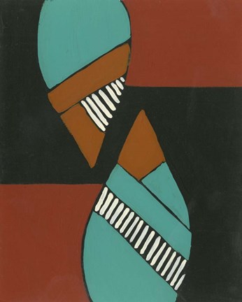 Framed Rust &amp; Teal Patterns VIII Print