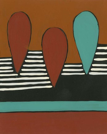 Framed Rust &amp; Teal Patterns X Print