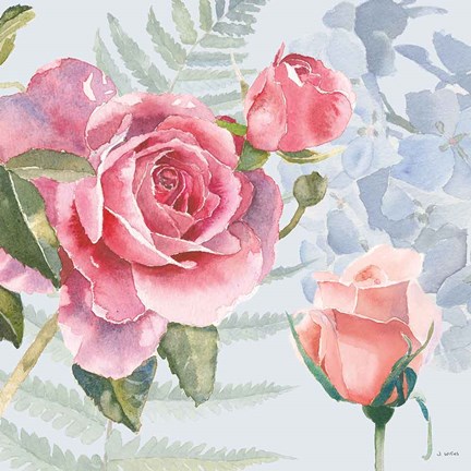 Framed Boho Bouquet V Blue Print