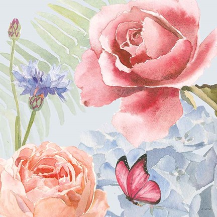 Framed Boho Bouquet IV Blue Print