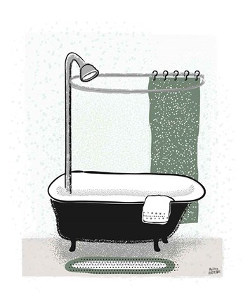 Framed Sage Bath I Print