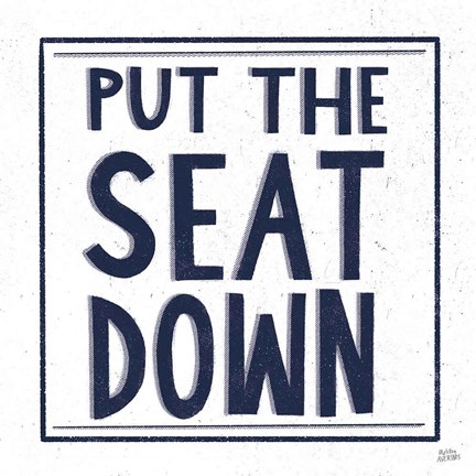 Framed Put the Seat Down Navy Print