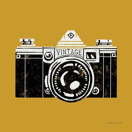 Framed Vintage Camera Yellow Print