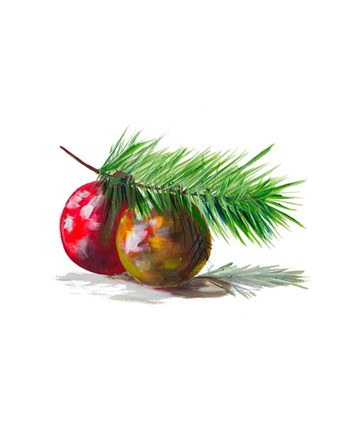 Framed Christmas Bulb on Pine Print