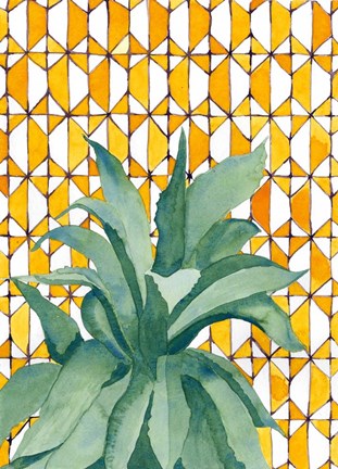 Framed Yellow Tile Agave Print