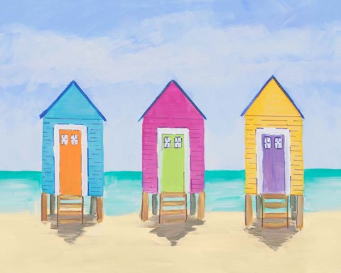 Framed Beach Shacks Print