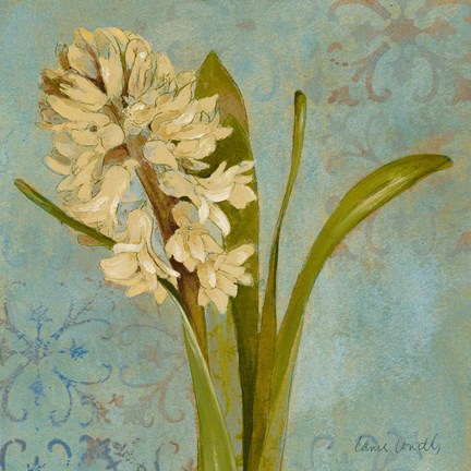 Framed Hyacinth on Teal I Print