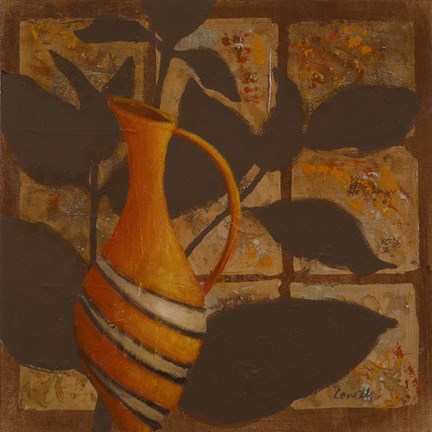 Framed Little Striped Vase I Print