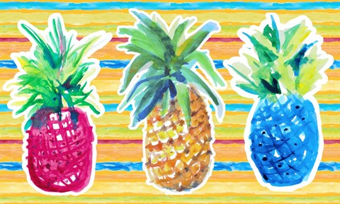 Framed Vibrant Pineapple Trio Print