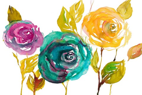 Framed Modern Trio of Blooms II Print