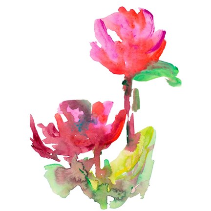 Framed Red Loose Blooms I Print