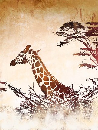 Framed Safari Giraffe I Print
