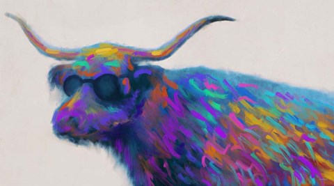 Framed Multicolor Bull Print