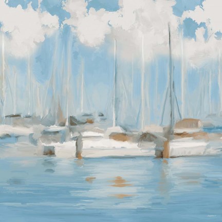 Framed Golf Harbor Boats I Print