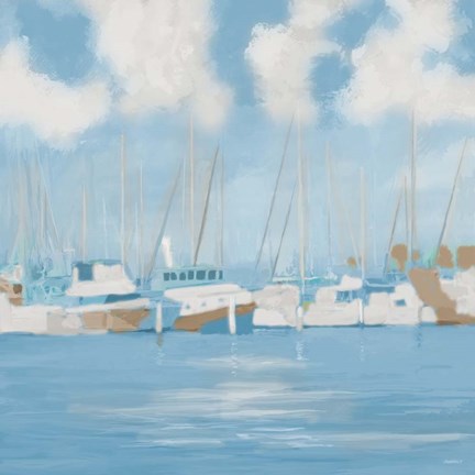 Framed Golf Harbor Boats II Print