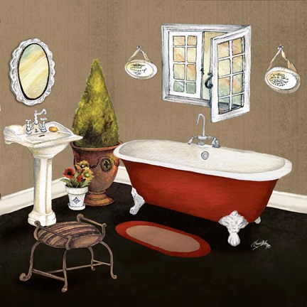 Framed Red Master Bath I Print