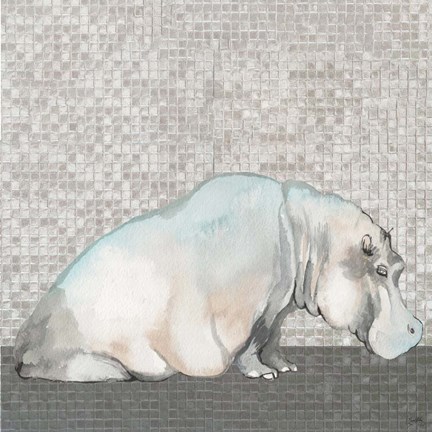 Framed Introspective Hippo Print