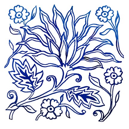 Framed Jodhpur Blues on White I Print