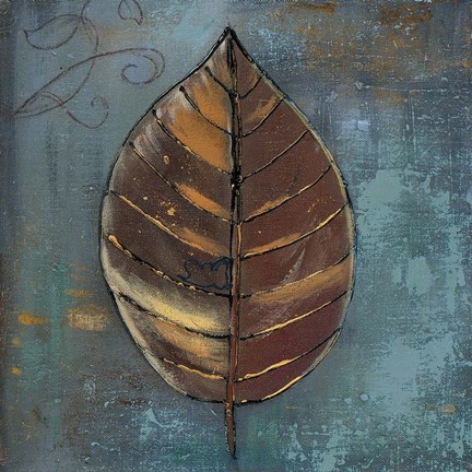 Framed New Leaf VII (blue/grey) Print