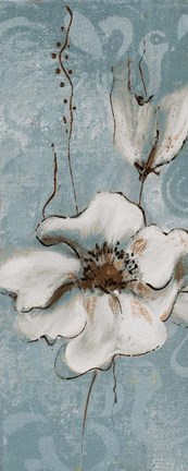 Framed Poppies on Blue II Print